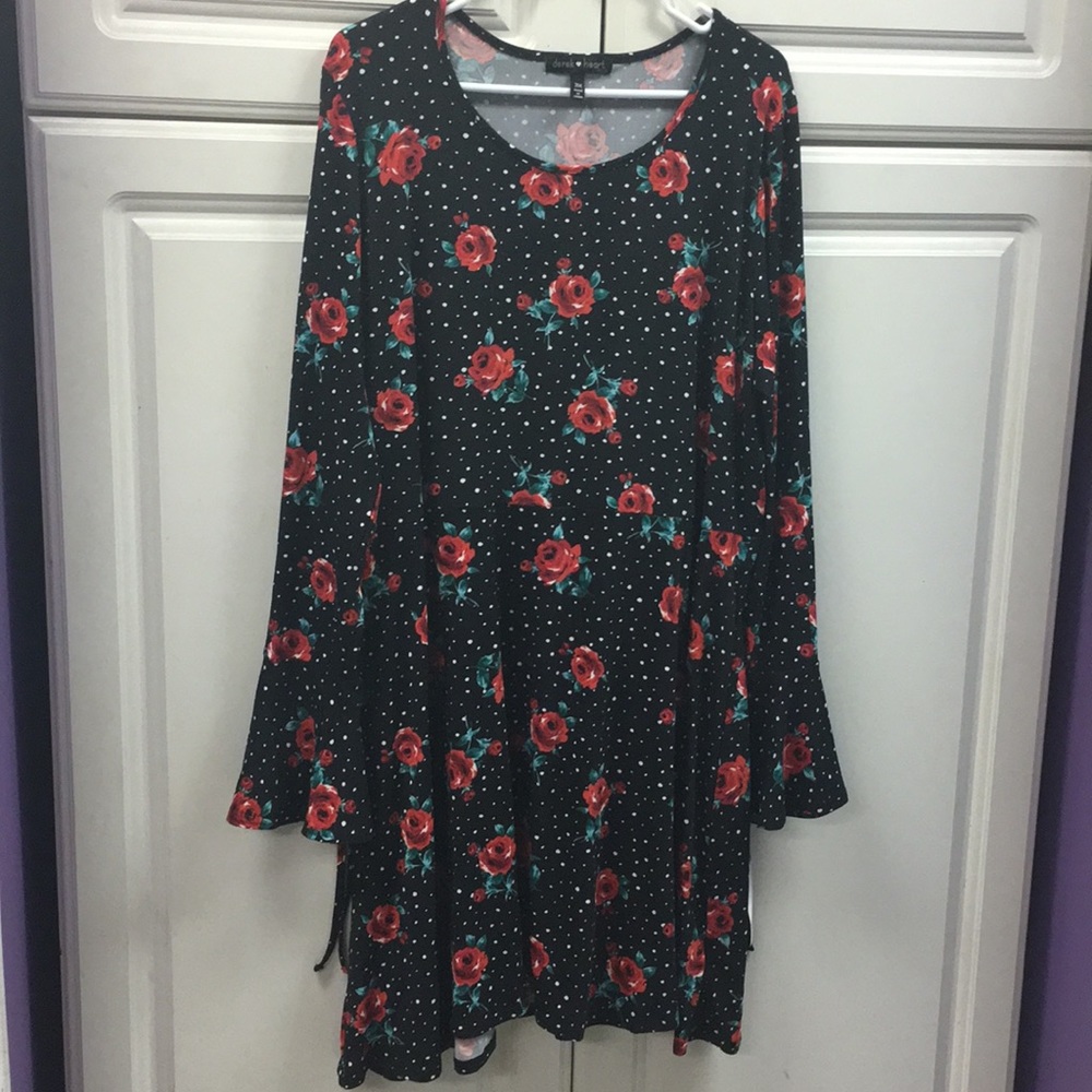 Plus size 3x FLORAL & DOT DRESS Derrick heart